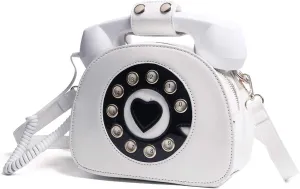 Oweisong Fun Telephone Purse for Women Novelty Pink Phone Tote Handbags Top Handle Shoulder Crossbdoy Bag