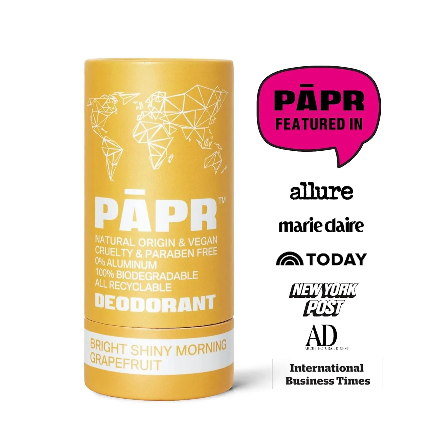 PAPR - Nature Powered, Clinically Proven, All Natural Deodorant in Zero Waste Paper Packaging (Bright Shiny Morning)
