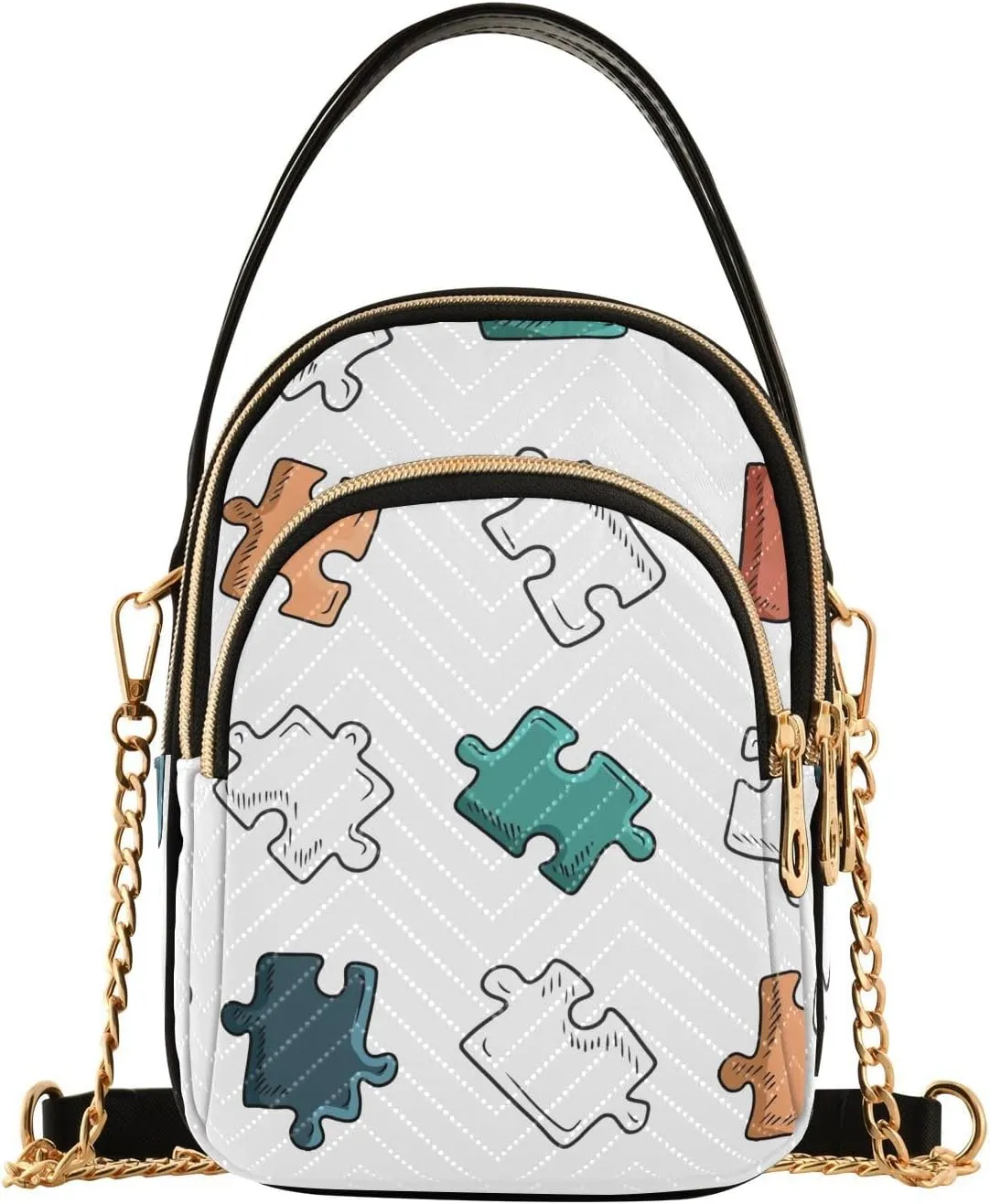 Pastel Jigsaw Puzzle Pieces Design Crossbody Bags Shoulder Bag for Women Stylish Ladies Messenger Bags Cell Phone Purse and Handbags Wallet