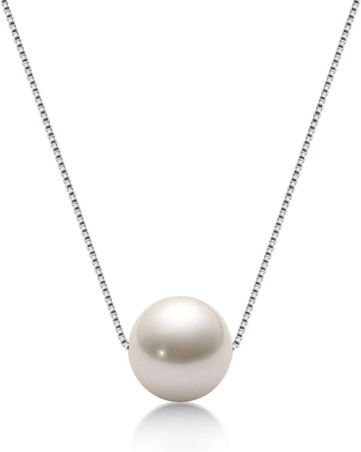 Pearl Necklaces for Women Floating Single Freshwater Pearl Pendant Necklaces with Sterling Silver 18 inch Chain Pearl Jewelry Gifts for Her 8-9mm White/Pink/Purple