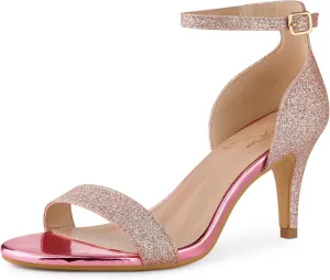 Perphy Glitter Ankle Strap Stiletto Heeled Sandals for Women