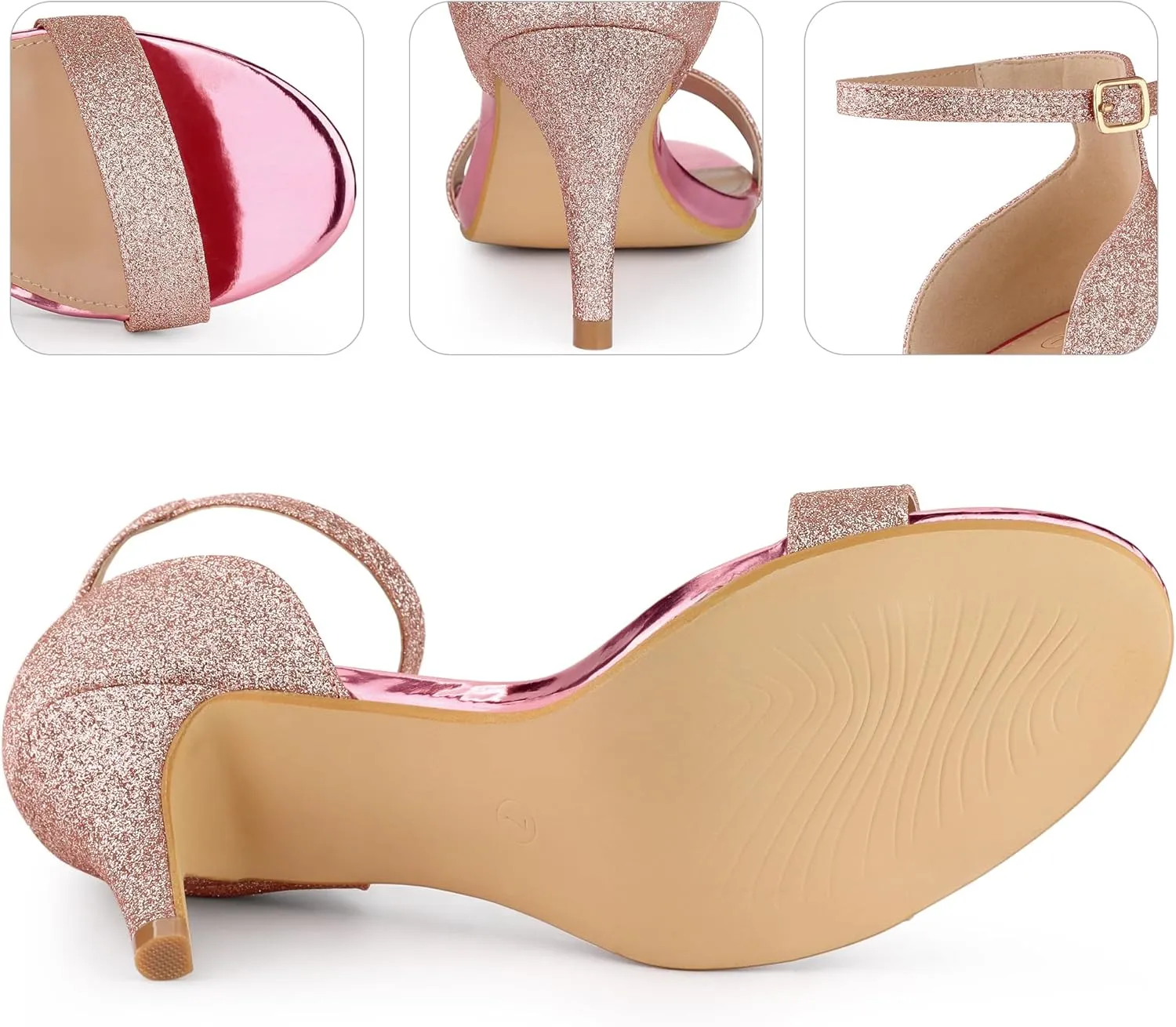Perphy Glitter Ankle Strap Stiletto Heeled Sandals for Women