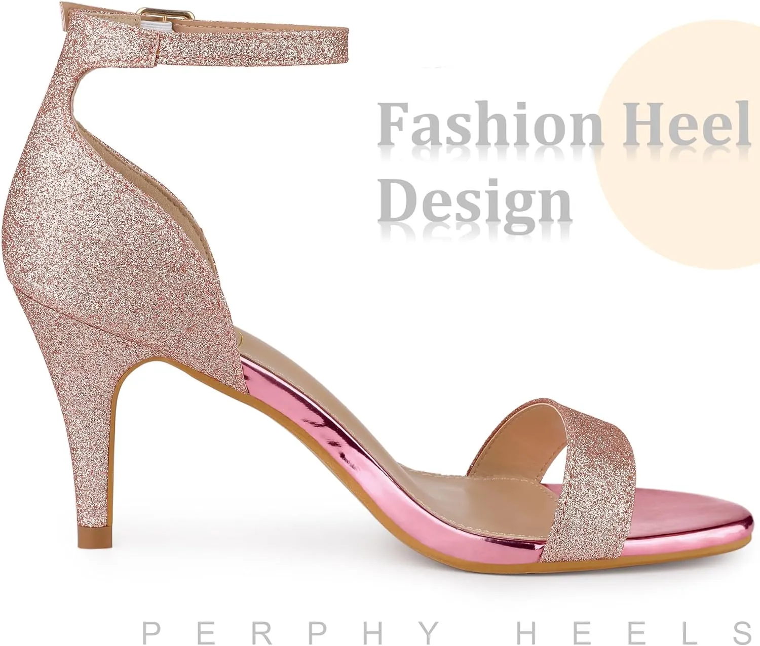 Perphy Glitter Ankle Strap Stiletto Heeled Sandals for Women
