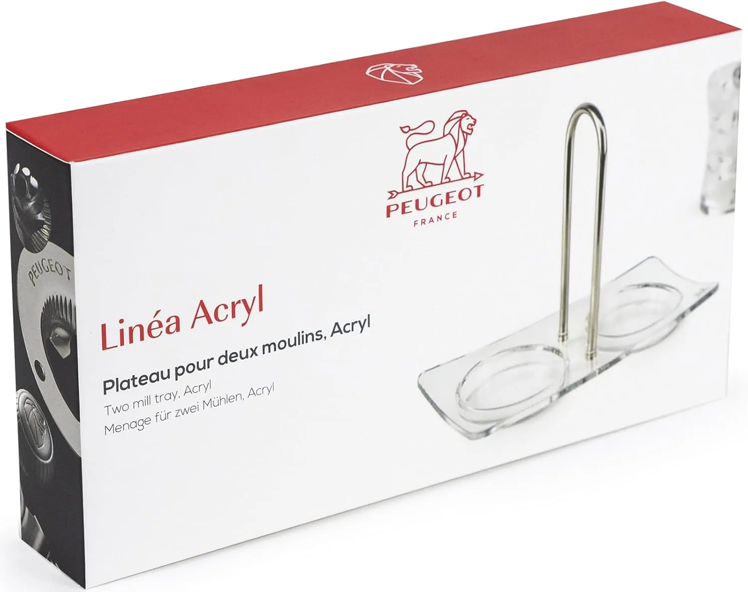 Peugeot Linea Salt and Pepper Mill Tray, Acrylic, Transparent (25854)