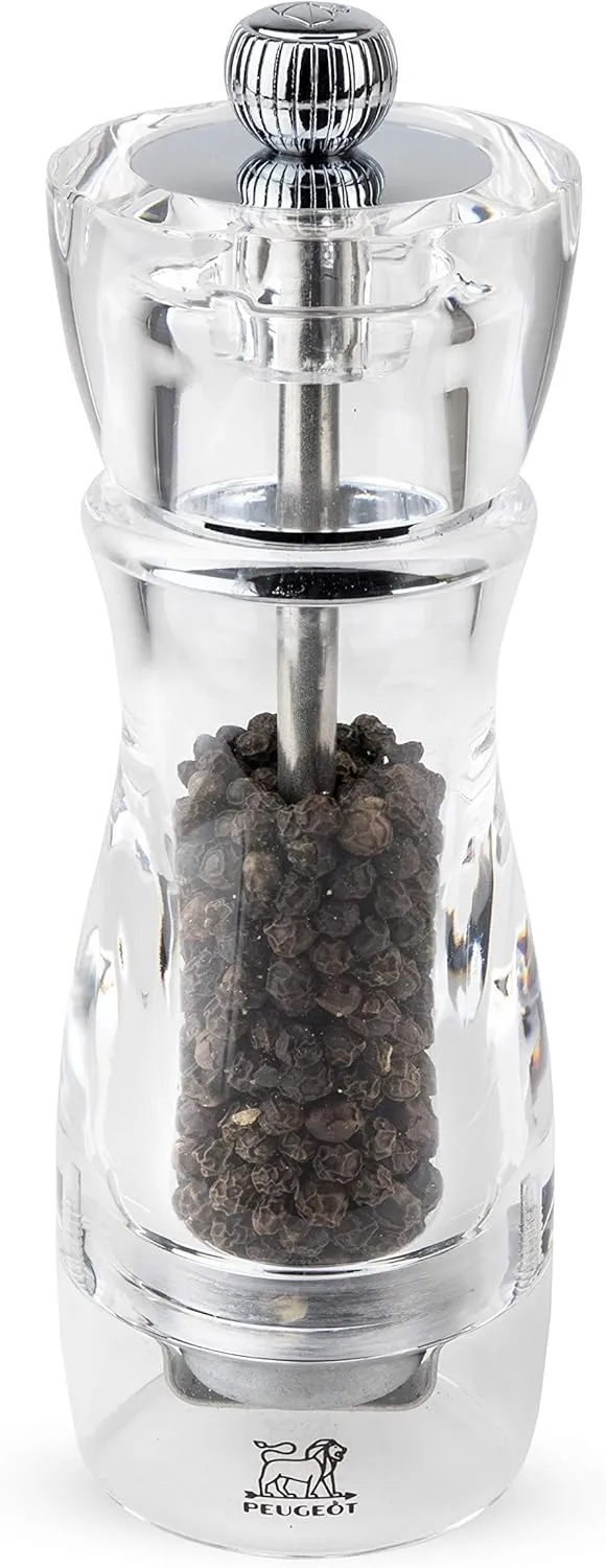 Peugeot Vittel 6.25 Inch Pepper Mill, Acrylic, Clear, 056975014498 (18221)
