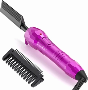 Pink Hot Comb for Wigs: LUAR Straightening Pressing Comb for Lace Front, African American, and Afro Hair