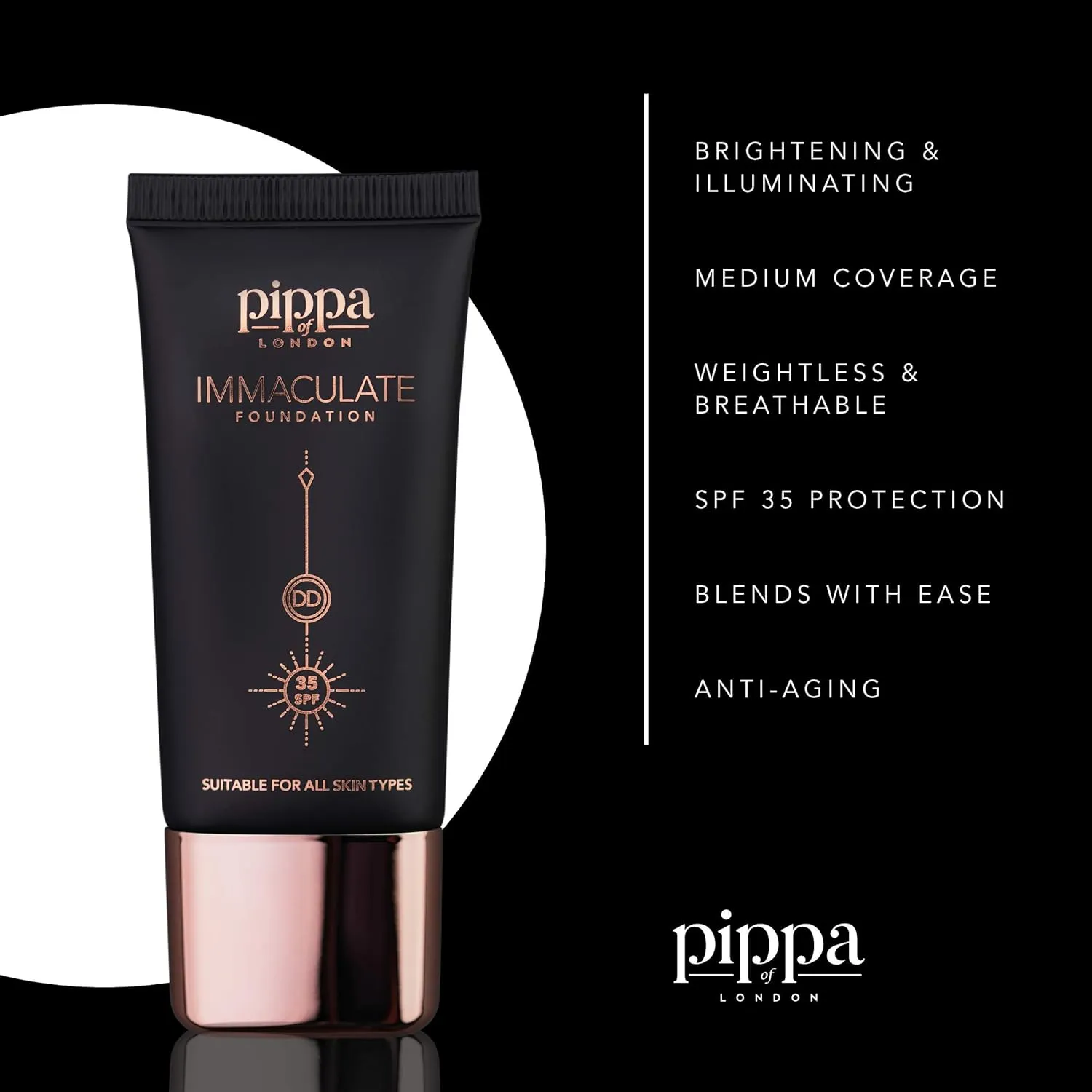 Pippa of London Immaculate Liquid Foundation, Espresso 215, Lightweight, Medium Coverage, Matte Finish SP35
