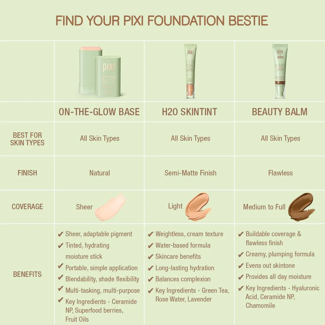 Pixi Beauty On-the-Glow Base| Tinted Moisturizer Foundation Stick | Nude: Light/medium, neutral shade| 0.6 oz / 19g