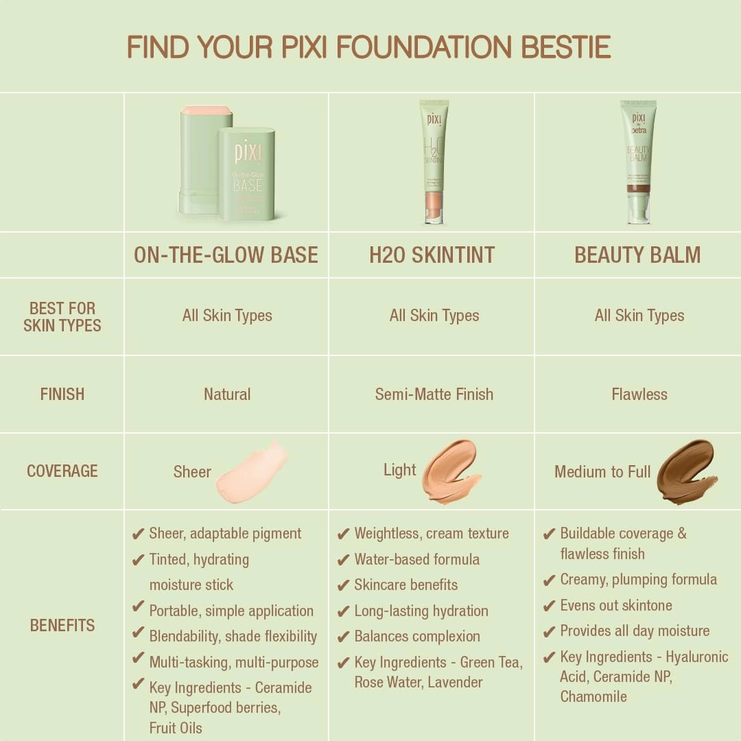 Pixi Beauty On-the-Glow Base| Tinted Moisturizer Foundation Stick | Caramel: Deep, warm shade| 0.6 oz / 19g