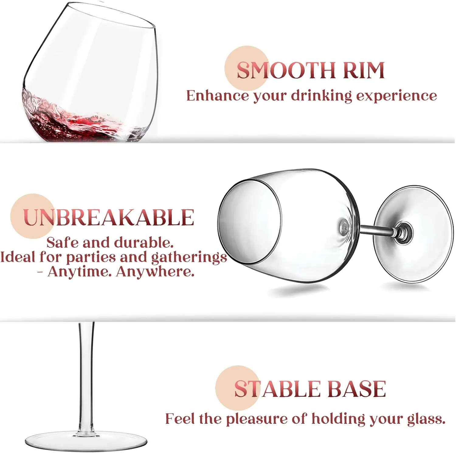 Plastic Wine Glasses Set of 4(15oz) |Unbreakable Wine Glasses with Stem|100% Tritan & BPA Free |Dishwasher Safe| Awesome For Pool, Beach, Travel, Pool, Camping, Beach, Picnic, Everyday Use.