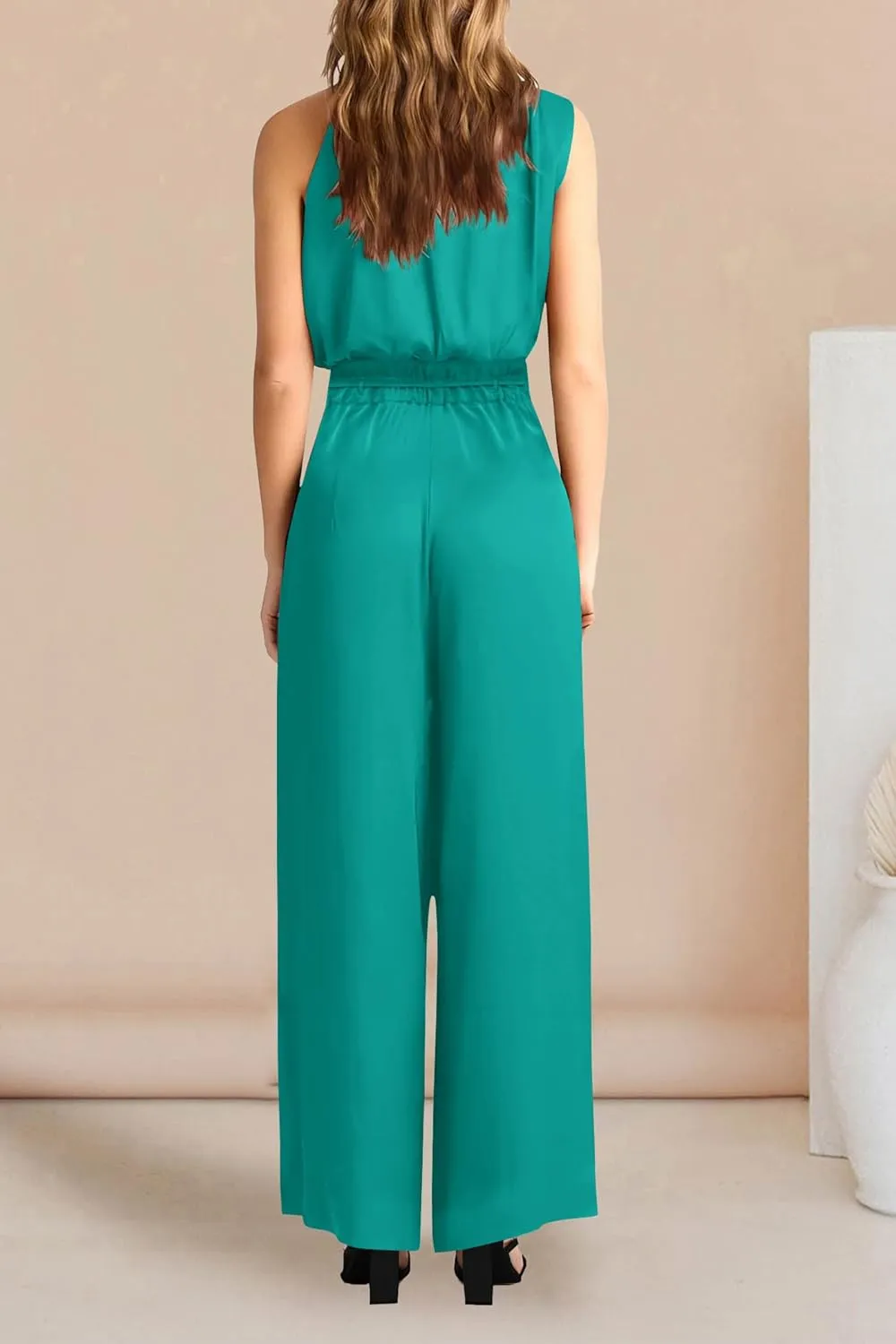 PRETTYGARDEN Women's 2 Piece Outfits 2025 Summer Casual Sleeveless Mock Neck Crop Tops Wide Leg Pants Set