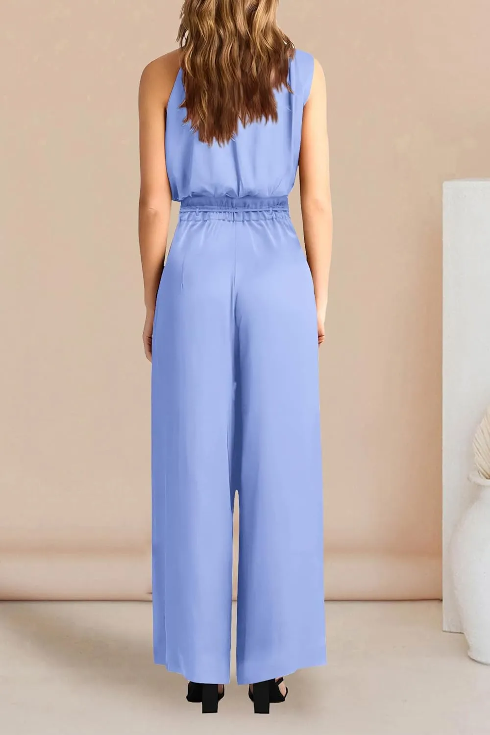 PRETTYGARDEN Women's 2 Piece Outfits 2025 Summer Casual Sleeveless Mock Neck Crop Tops Wide Leg Pants Set