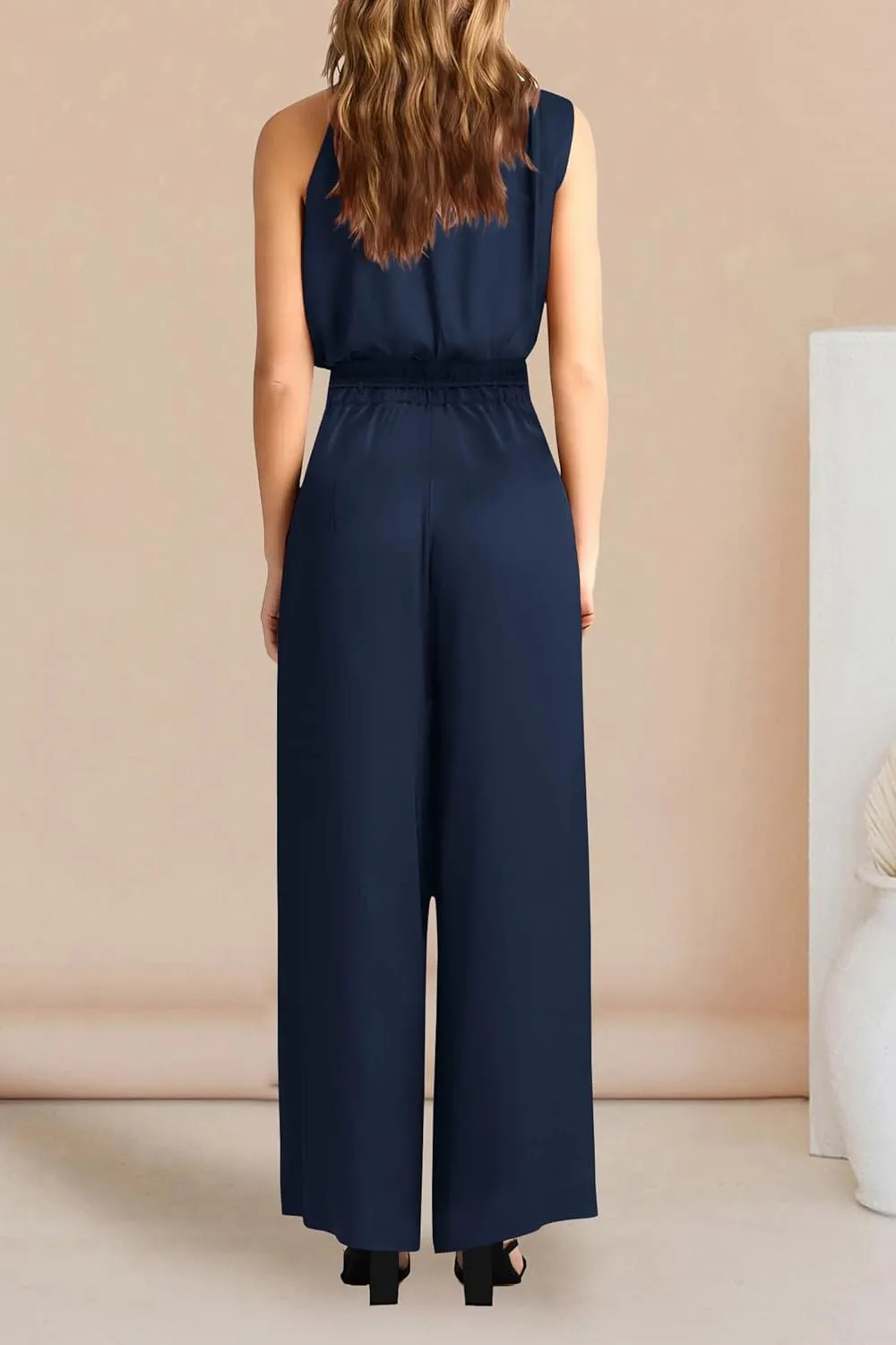 PRETTYGARDEN Women's 2 Piece Outfits 2025 Summer Casual Sleeveless Mock Neck Crop Tops Wide Leg Pants Set
