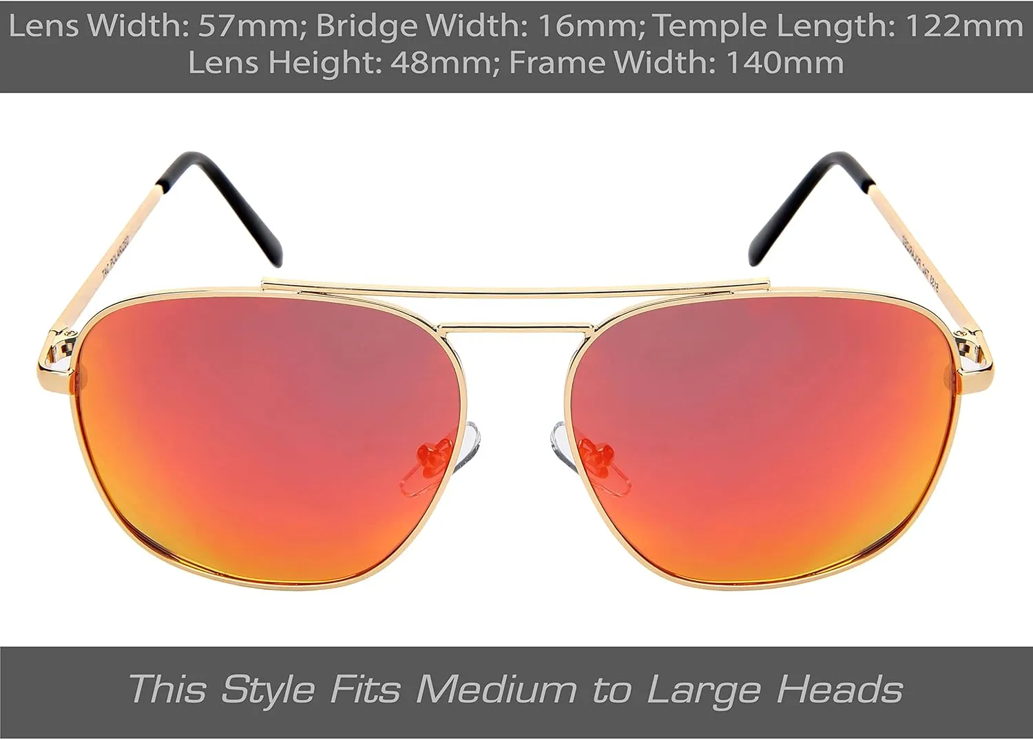 proSPORT Aviator Polarized Sunglasses Metal Grey Mirror Green Orange Red Green Blue Gold