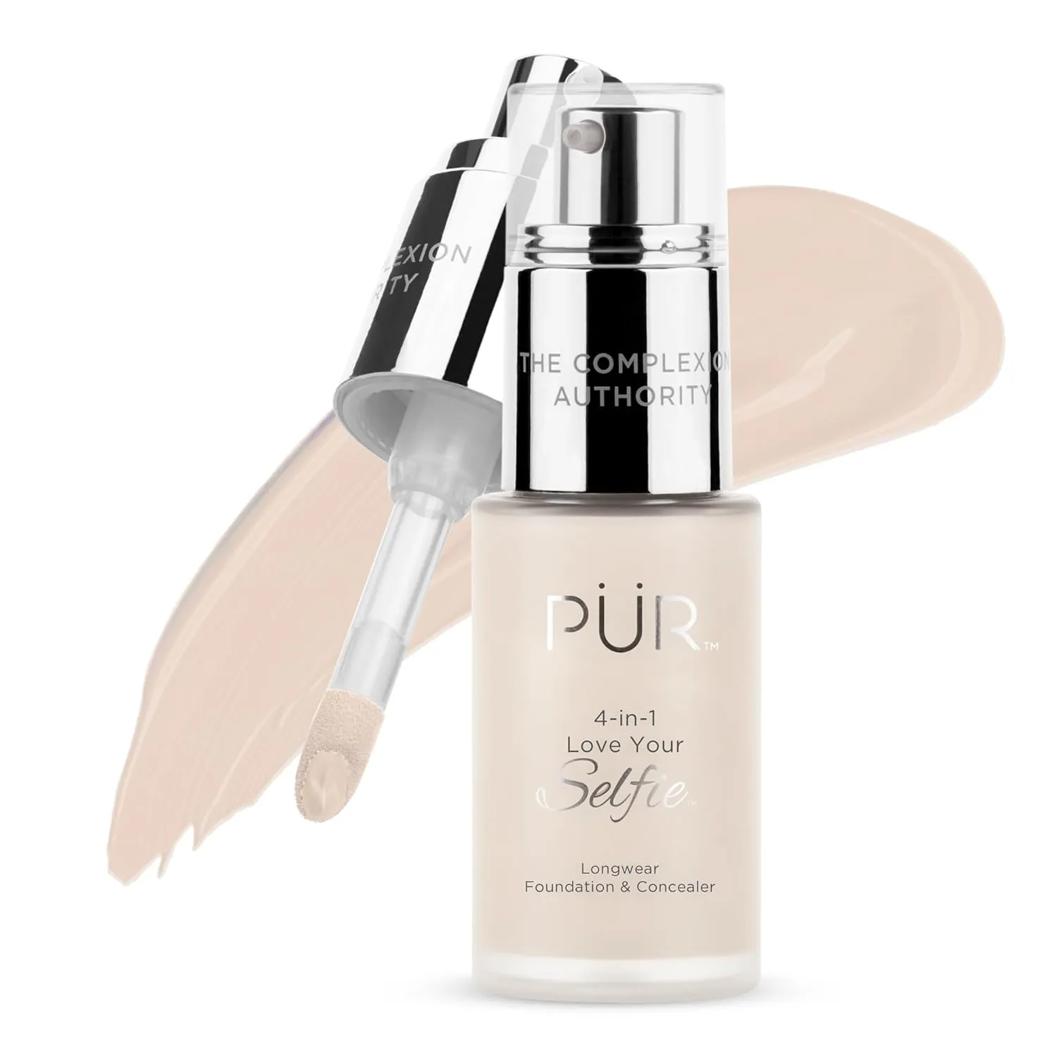 PUR Beauty 4-in-1 Love Your Selfie Foundation & Concealer - Longwear Full Coverage Liquid Makeup Foundation with Hydrating Blend for Refined-Looking, Natural Beauty Glow, Skin Texture & Tone
