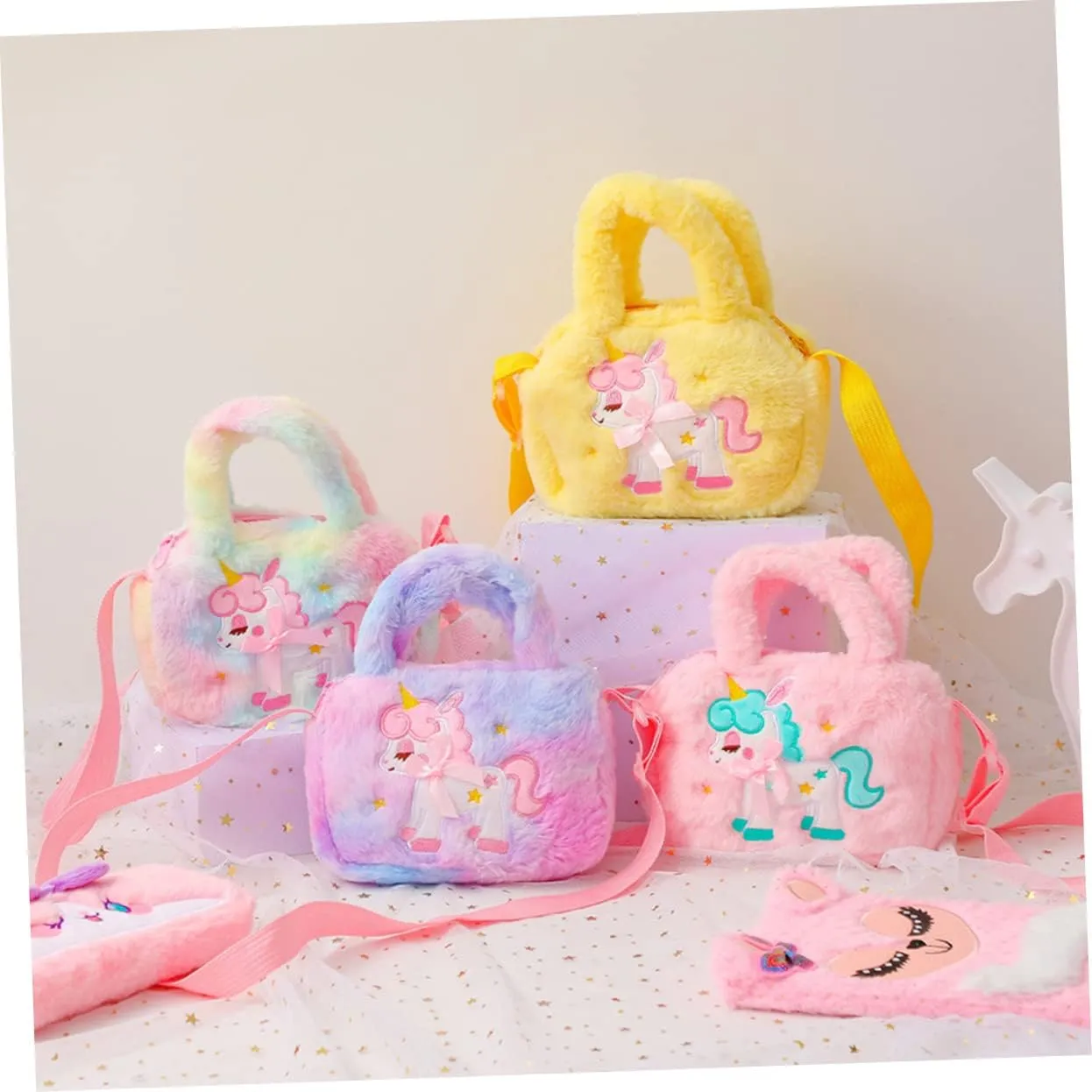Purse Dye Travel Women Plush Fluffy Shoulder Pink Cosmetic Handbag Baby Bag Girl D Pattern Organize