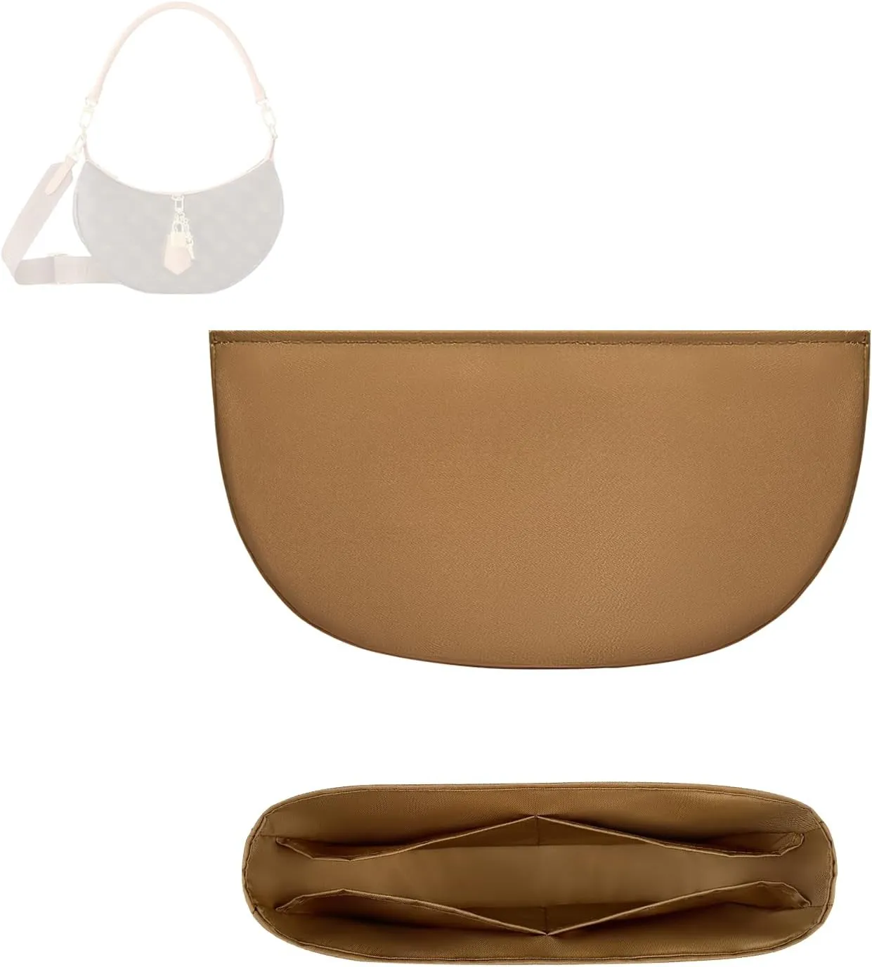 Purse Organizer Insert, Inner Liner Bag Organizer Insert Fit for LV Looping Half Moon Bag Nylon Inside Storage Bag In Bag Organizer