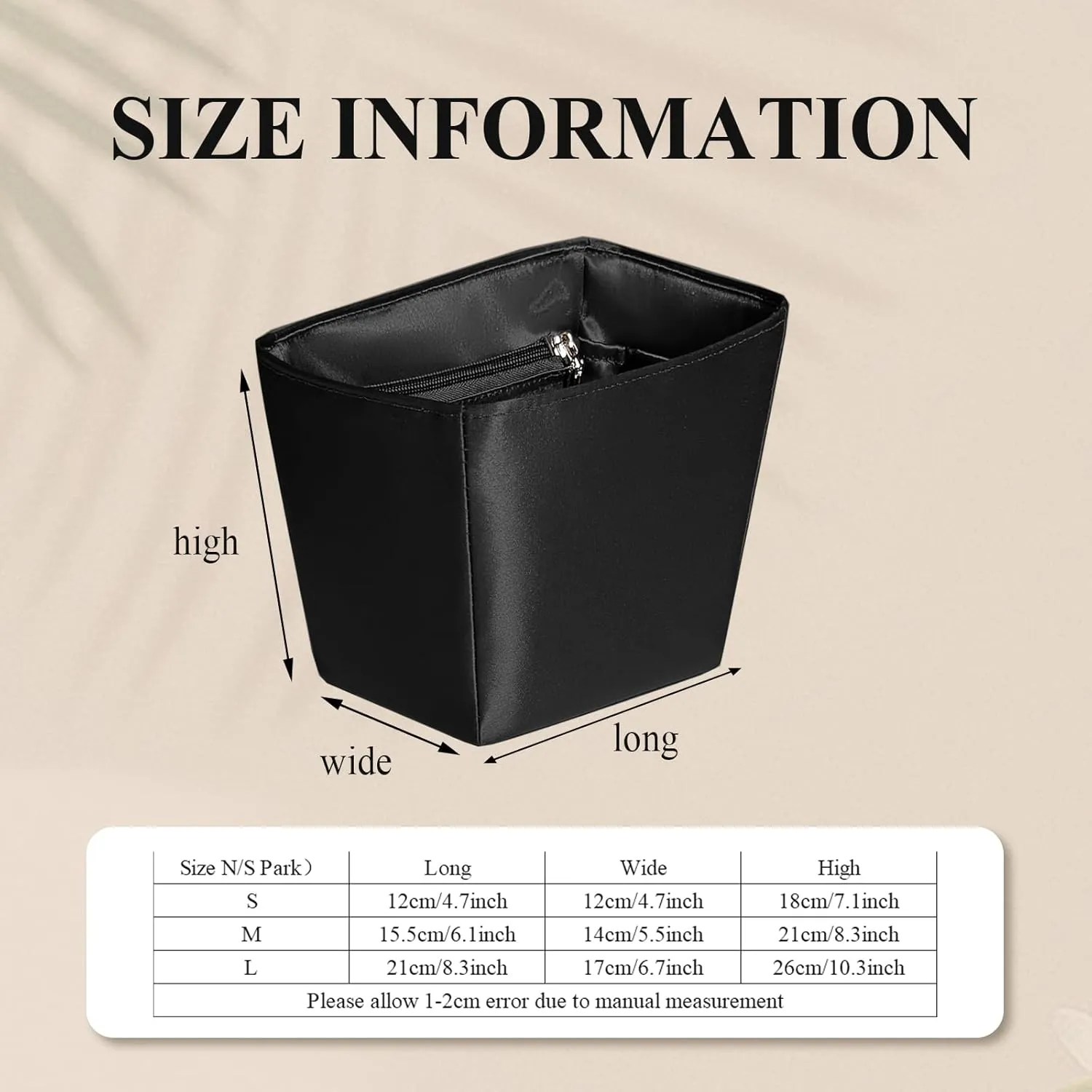 Purse Organizer Insert, Tall Bag Organizer Insert Fit for R-o-w Park Bucket Bag Silk Satin Inside Storage Drawstring Bag In Bag Purse Insert Multiple Pockets Lightweight Zipper Organizer Insert