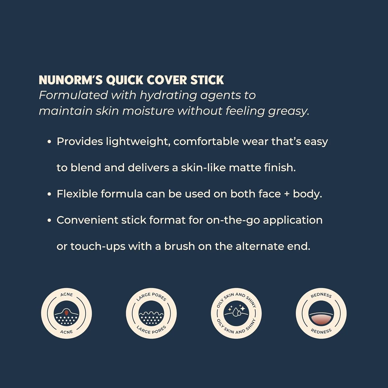Quick Cover Stick | Lightweight Foundation   Concealer For Men's Skin | Face   Body | 17 Shades | Instantly Covers Blemishes | Natural Matte Finish | Cruelty-Free   Vegan | Portable (Pecan)