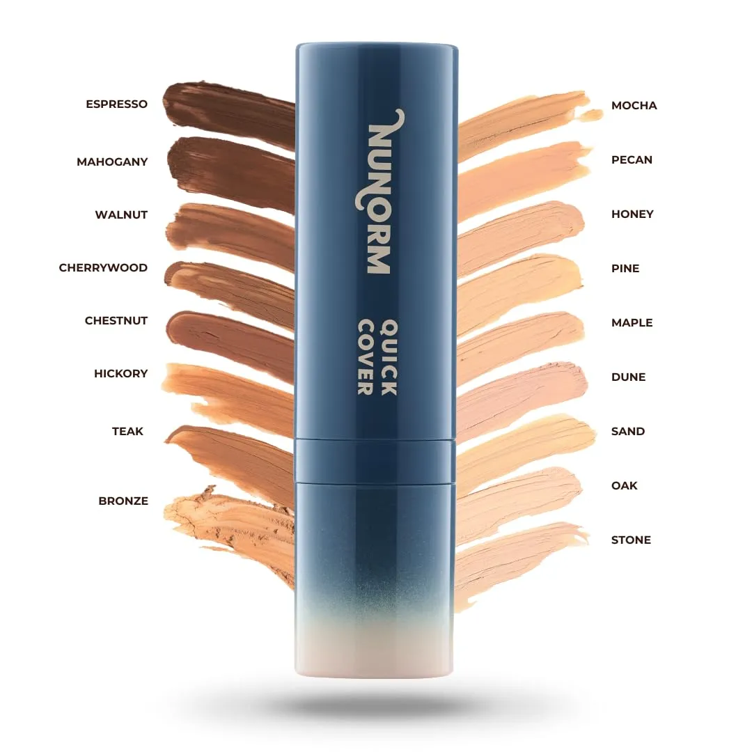 Quick Cover Stick | Lightweight Foundation   Concealer For Men's Skin | Face   Body | 17 Shades | Instantly Covers Blemishes | Natural Matte Finish | Cruelty-Free   Vegan | Portable (Pecan)