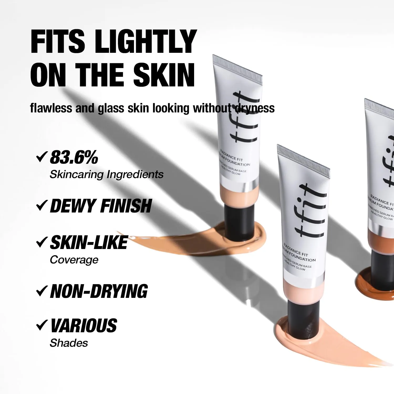 Radiance Fit Serum Foundation - Flawless Coverage, Dewy finish, Long-lasting, Lightweight, Korean Makeup,1.05 Oz. (N01 Linen, 1.05 Oz.)