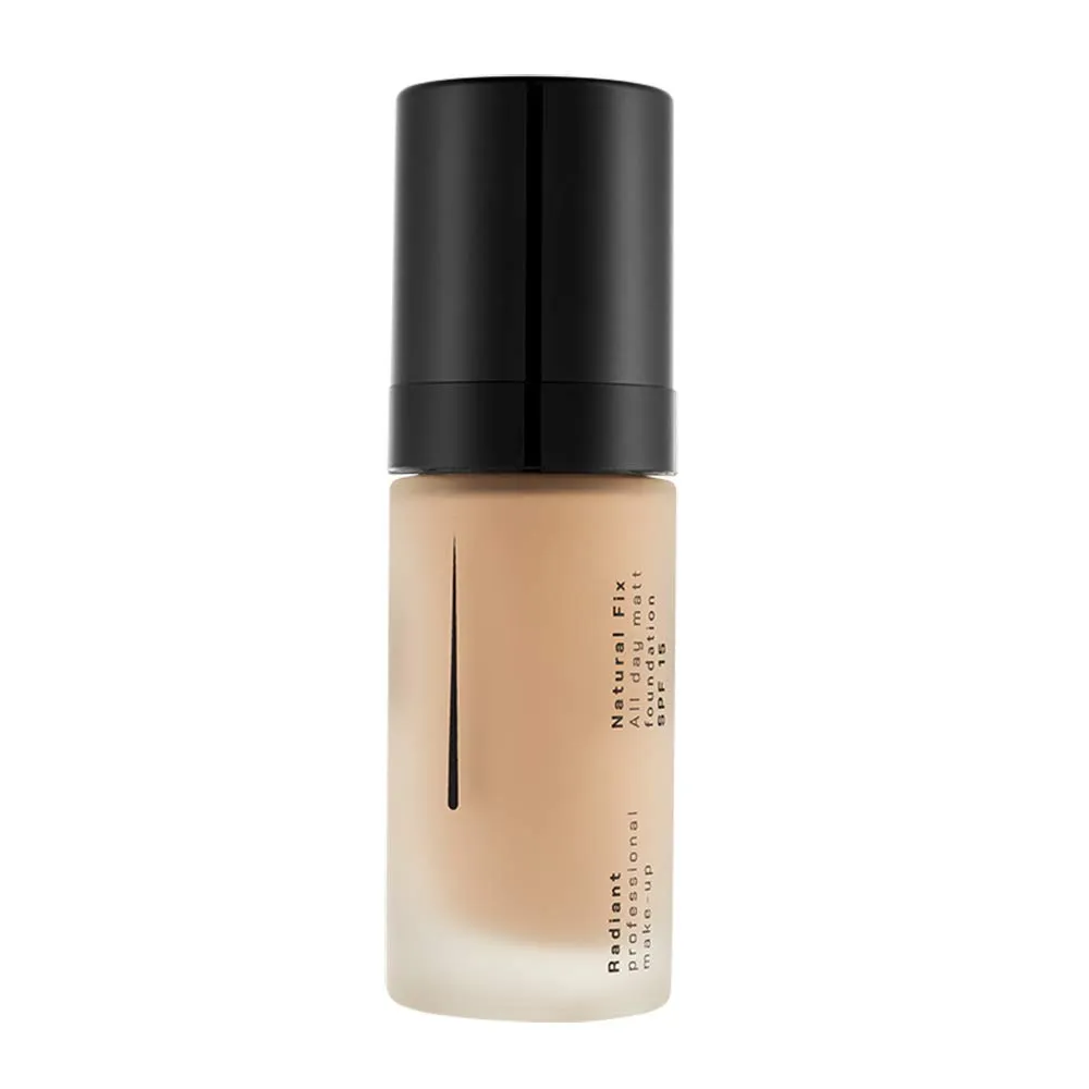Radiant Professional Natural Fix All Day Matte Cream Foundation - Long Wear High Coverage Face Makeup Foundation With SPF 15 - Oil Free Matte Finish - For All Skin Types-1.01 oz. (05 Light Tan)