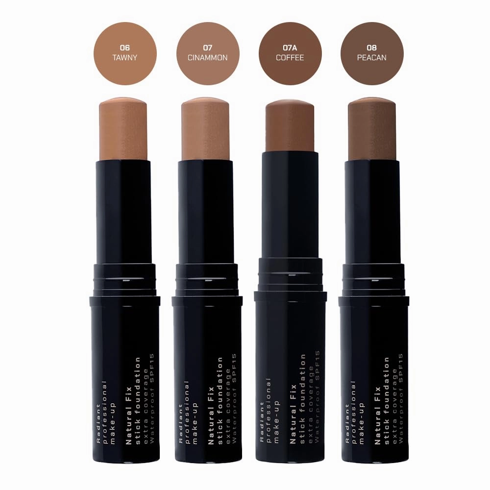 Radiant Professional Natural Fix Extra Coverage Stick Foundation - Full Coverage Waterproof Foundation & Contouring Stick - SPF 15 Paraben & Oil Free Matte Finish - 8.5 g - Latte (01)