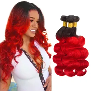 Red Bundles Human Hair Ombre Body Wave 3 Bundles 28 30 32 inch CnumGunm Unprocessed Brazilian 1B/Red Human Hair Bundle
