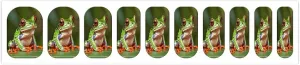 Red Eyed Frog Nail Stickers Manicure Decoration with 5 Boxes Full Wrap Self-Adhesive Nail Strips Easy to Apply & Remove Long Lasting Polish Strips for Women Gifts