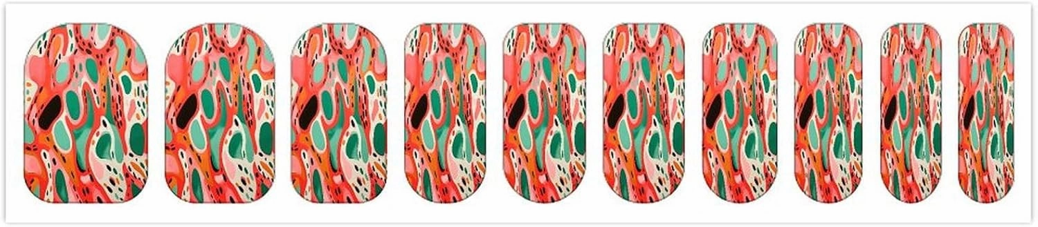 Red and Green Pattern Nail Stickers Manicure Decoration with 5 Boxes Full Wrap Self-Adhesive Nail Strips Easy to Apply & Remove Long Lasting Polish Strips for Women Gifts