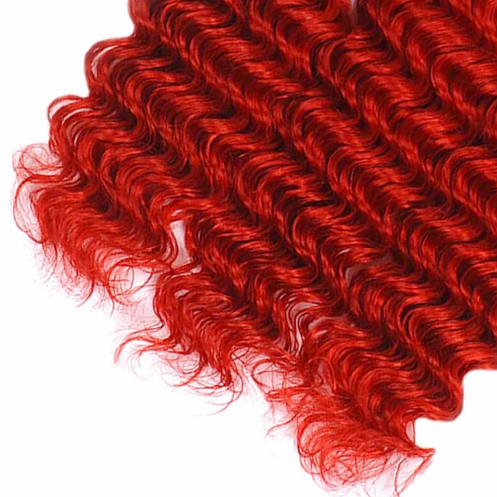 Red Bundles Human Hair 1B/Red Deep Wave 3 Bundles 8 10 12 inch Mixed Length Ombre Human Hair Bundle