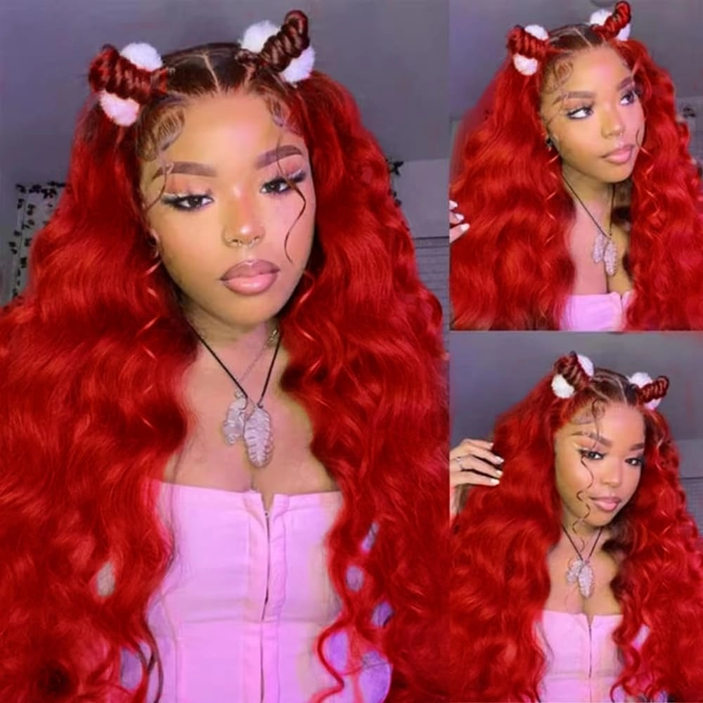 Red Bundles Human Hair 1B/Red Deep Wave 3 Bundles 8 10 12 inch Mixed Length Ombre Human Hair Bundle