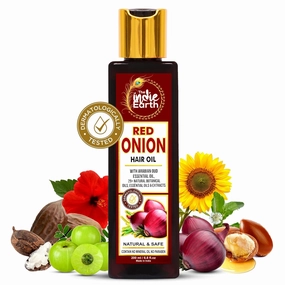 Red Onion Hair Growth Oil - Anti Hair Fall Enriched with 29  Natural Herbs, Extracts & Oils Including Argan, Jojoba, Rosemary & Black Seed - 200ml