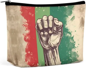 Retro Raised Fist Mexico Flag Travel Cosmetic Bag Portable Makeup Bag Makeup Organizer Case Toiletry Bag for Women Men