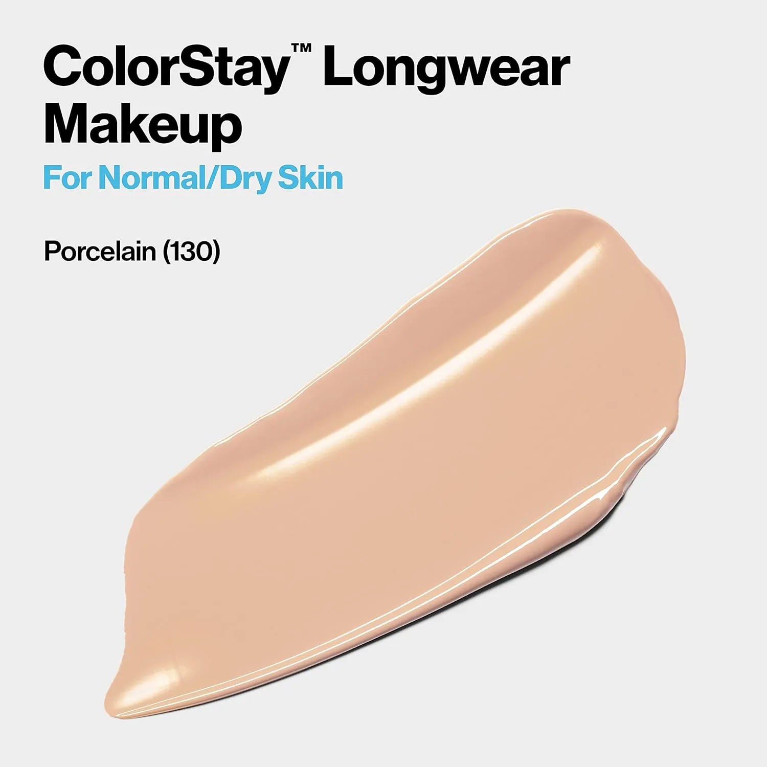 Revlon Liquid Foundation, ColorStay Face Makeup for Normal & Dry Skin, SPF 20, Longwear Medium-Full Coverage with Natural Finish, Oil Free, 130 Porcelain, 1 Fl Oz