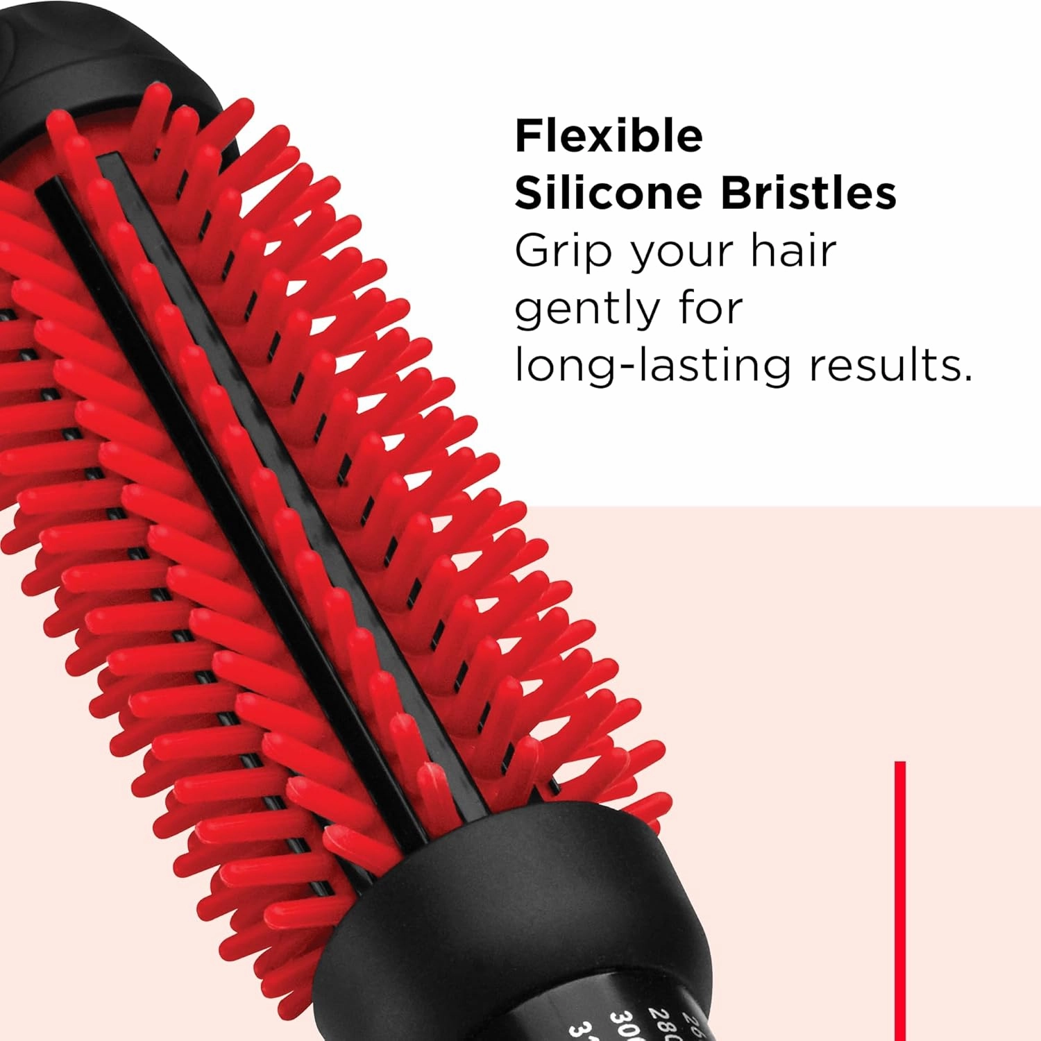 REVLON New and Improved SmoothStay Coconut Oil-Infused Heated Hair Styling Brush | 1” Barrel for Voluminous, Shiny Results (Black/Red)