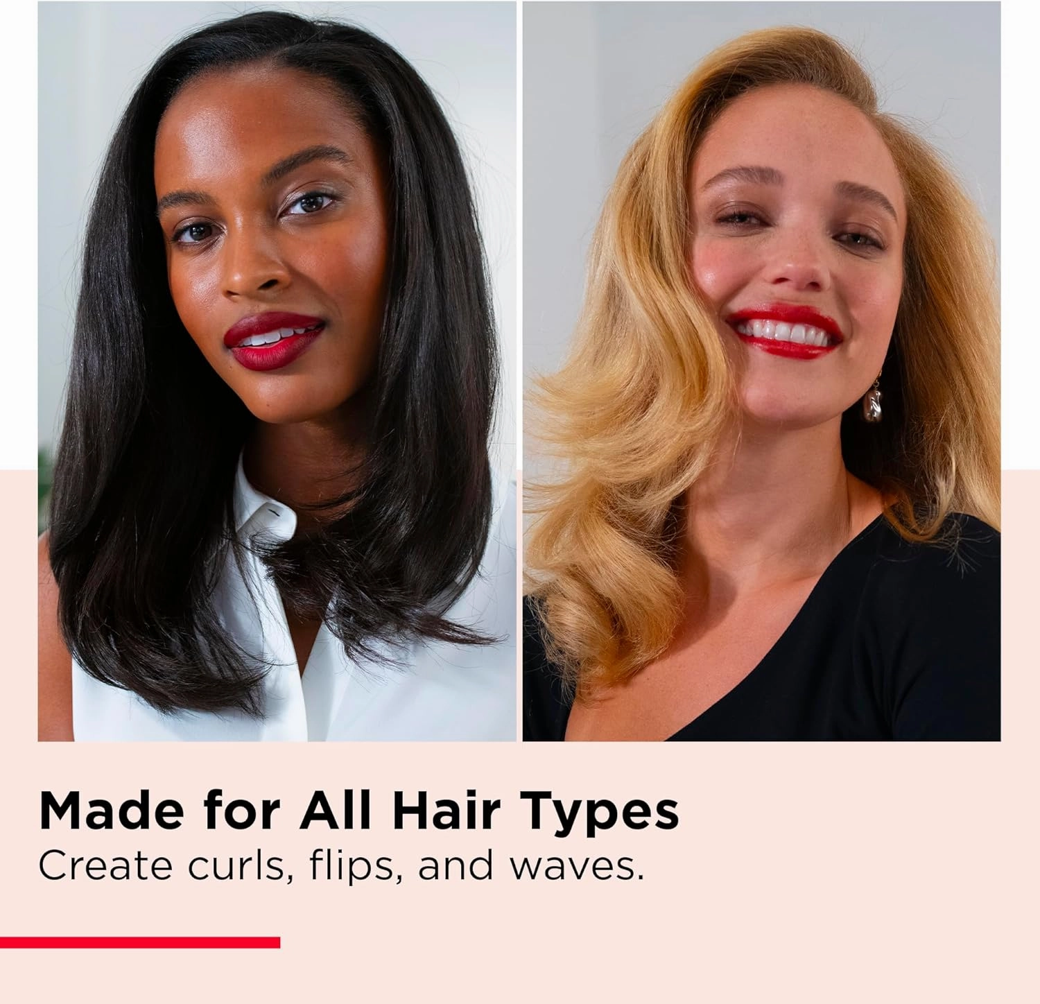 REVLON New and Improved SmoothStay Coconut Oil-Infused Heated Hair Styling Brush | 1” Barrel for Voluminous, Shiny Results (Black/Red)