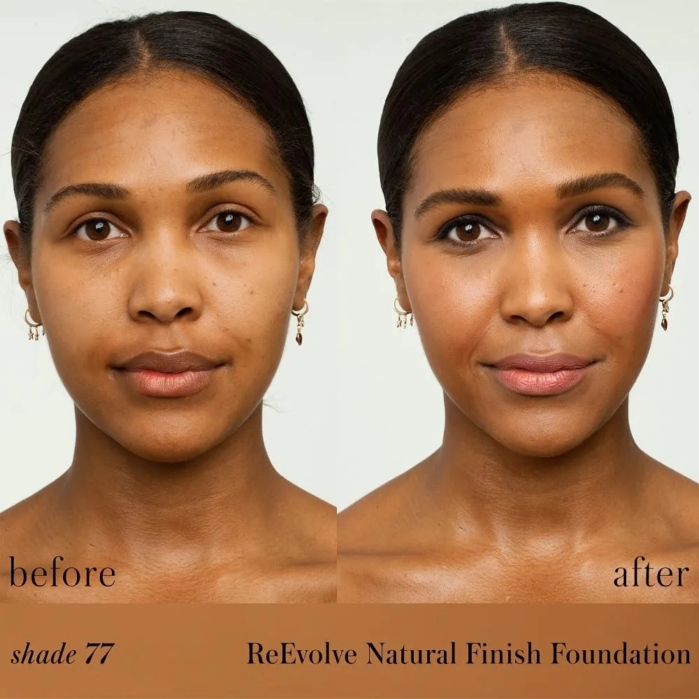 RMS Beauty ReEvolve Natural Finish Foundation - Liquid Foundation Face Makeup, Makeup Foundation Skin Tint, Refillable Foundation Pump Make Up