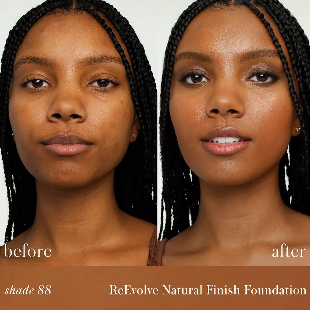RMS Beauty ReEvolve Natural Finish Foundation - Liquid Foundation Face Makeup, Makeup Foundation Skin Tint, Refillable Foundation Pump Make Up