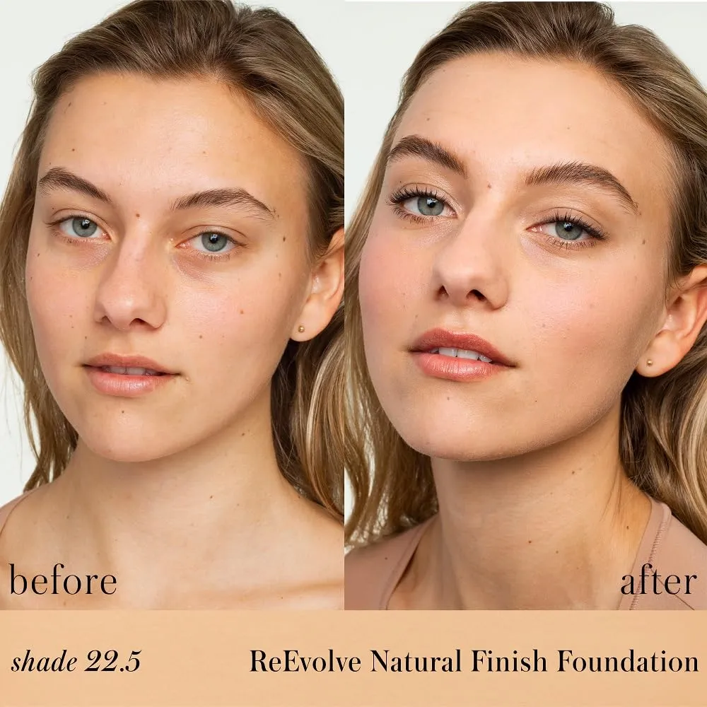 RMS Beauty ReEvolve Natural Finish Foundation - Liquid Foundation Face Makeup, Makeup Foundation Skin Tint, Refillable Foundation Pump Make Up