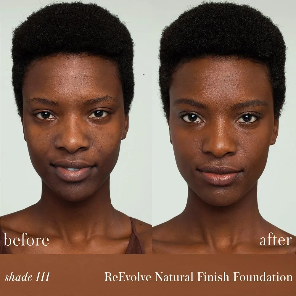 RMS Beauty ReEvolve Natural Finish Foundation - Liquid Foundation Face Makeup, Makeup Foundation Skin Tint, Refillable Foundation Pump Make Up