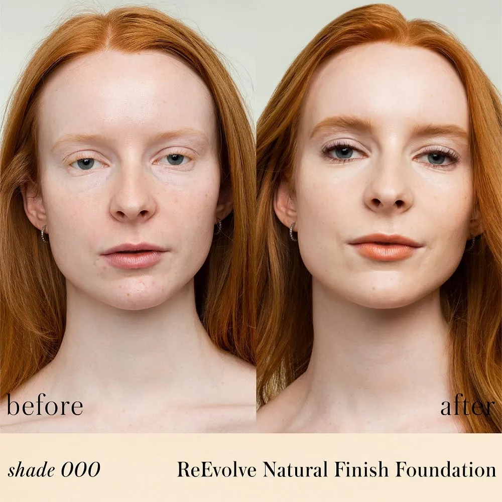 RMS Beauty ReEvolve Natural Finish Foundation - Liquid Foundation Face Makeup, Makeup Foundation Skin Tint, Refillable Foundation Pump Make Up