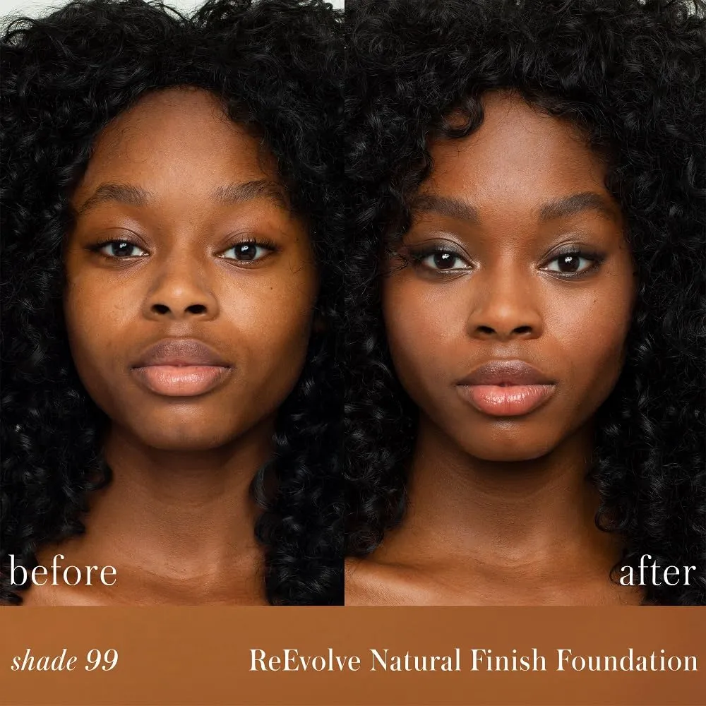 RMS Beauty ReEvolve Natural Finish Foundation - Liquid Foundation Face Makeup, Makeup Foundation Skin Tint, Refillable Foundation Pump Make Up