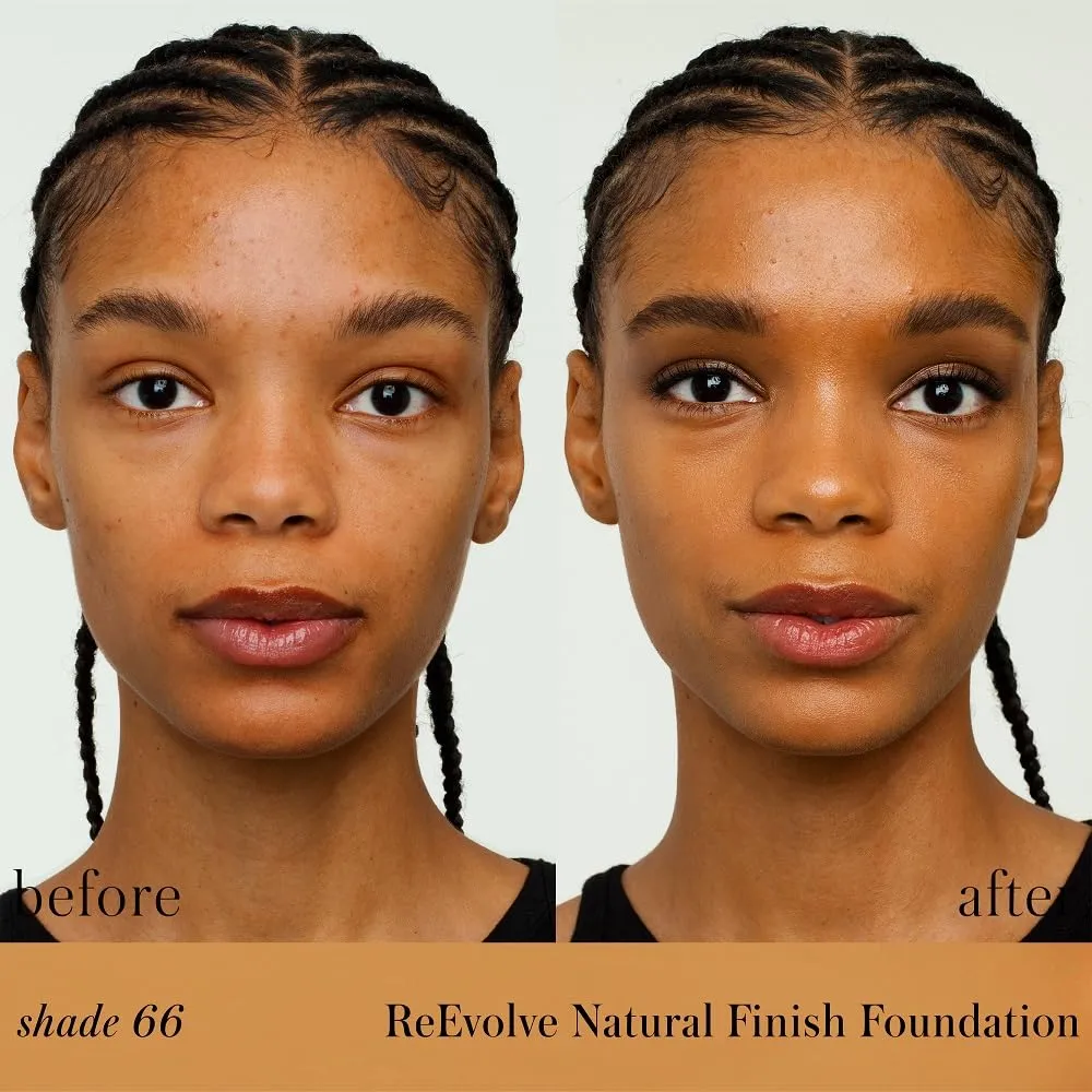 RMS Beauty ReEvolve Natural Finish Foundation - Liquid Foundation Face Makeup, Makeup Foundation Skin Tint, Refillable Foundation Pump Make Up