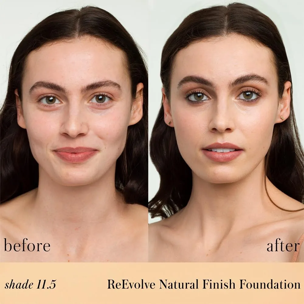 RMS Beauty ReEvolve Natural Finish Foundation - Liquid Foundation Face Makeup, Makeup Foundation Skin Tint, Refillable Foundation Pump Make Up