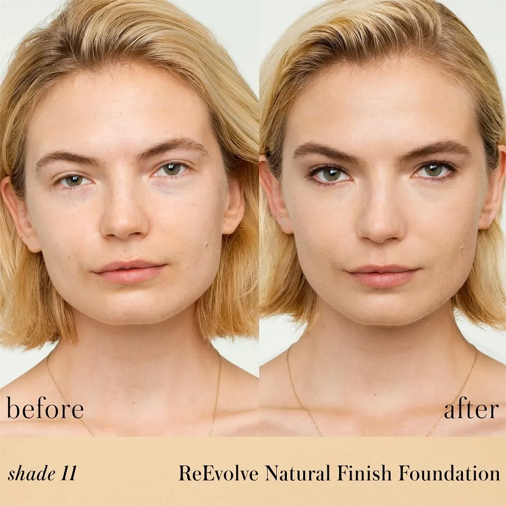RMS Beauty ReEvolve Natural Finish Foundation - Liquid Foundation Face Makeup, Makeup Foundation Skin Tint, Refillable Foundation Pump Make Up