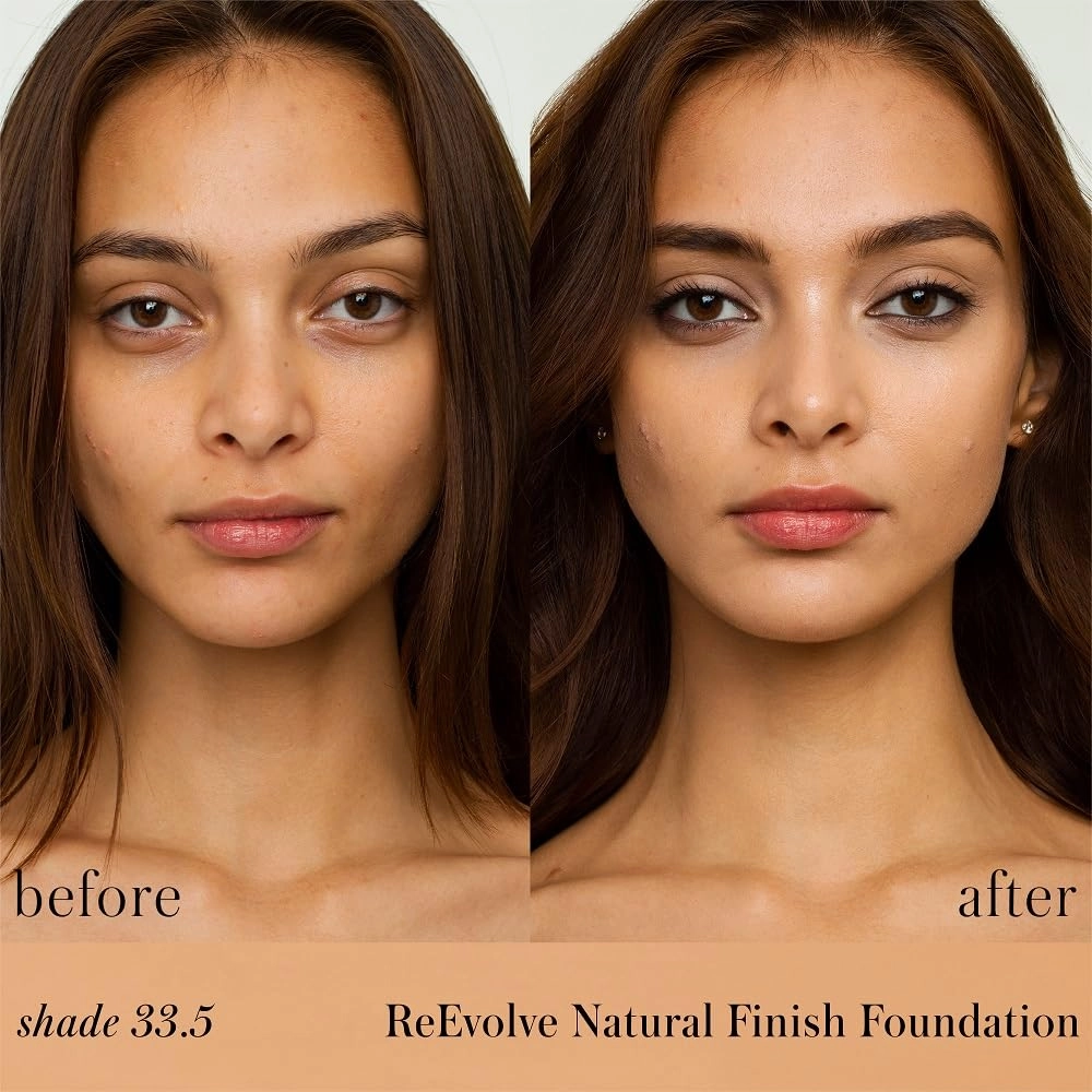 RMS Beauty ReEvolve Natural Finish Foundation - Liquid Foundation Face Makeup, Makeup Foundation Skin Tint, Refillable Foundation Pump Make Up