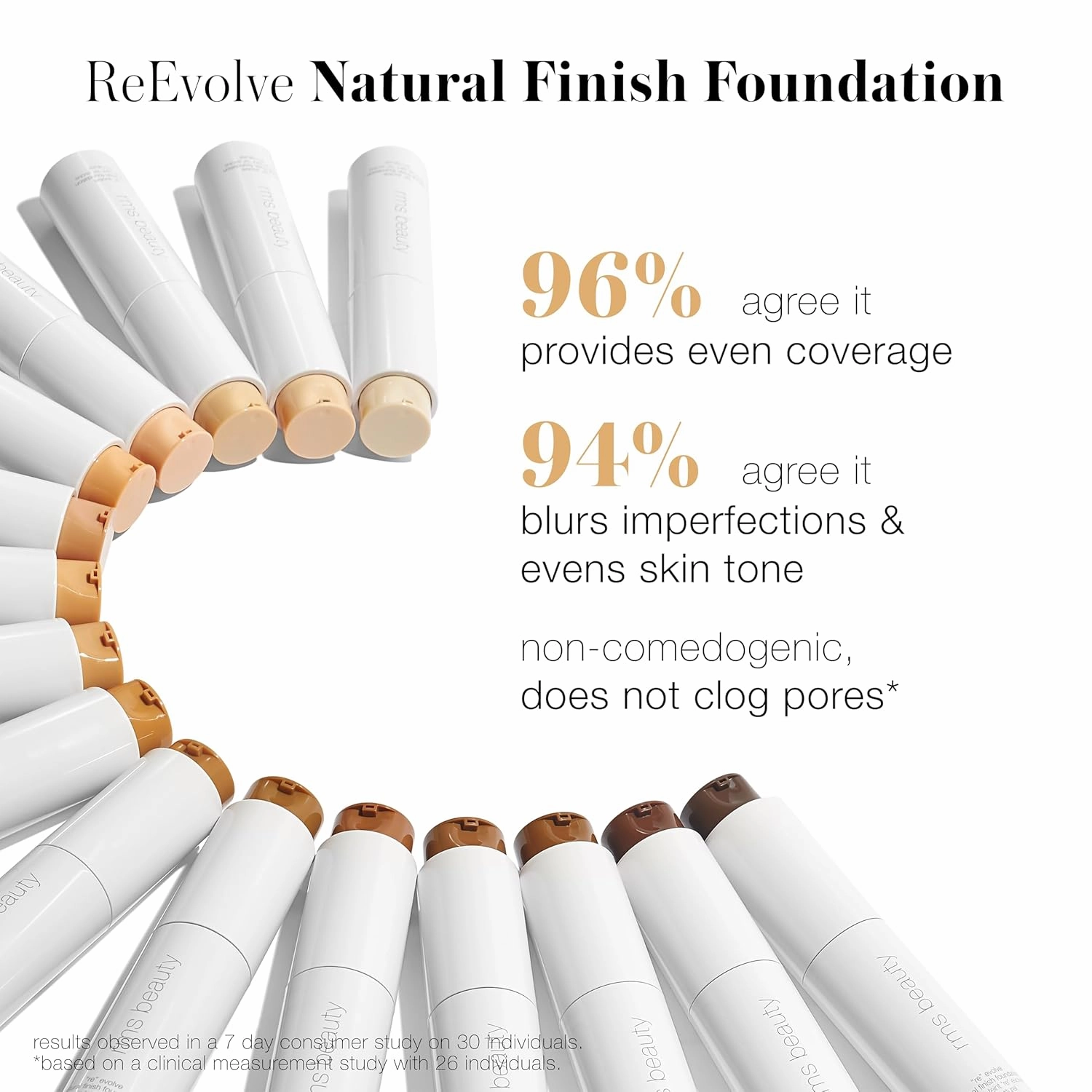 RMS Beauty ReEvolve Natural Finish Foundation - Liquid Foundation Face Makeup, Makeup Foundation Skin Tint, Refillable Foundation Pump Make Up