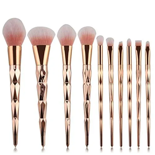 Rose Gold Makeup Brushes Set Pro Diamond Eye Shadow Powder Foundation Blending Lip Cosmetic Beauty Make Up Brush Tool Kit KH129 (10pcs rosegold big)