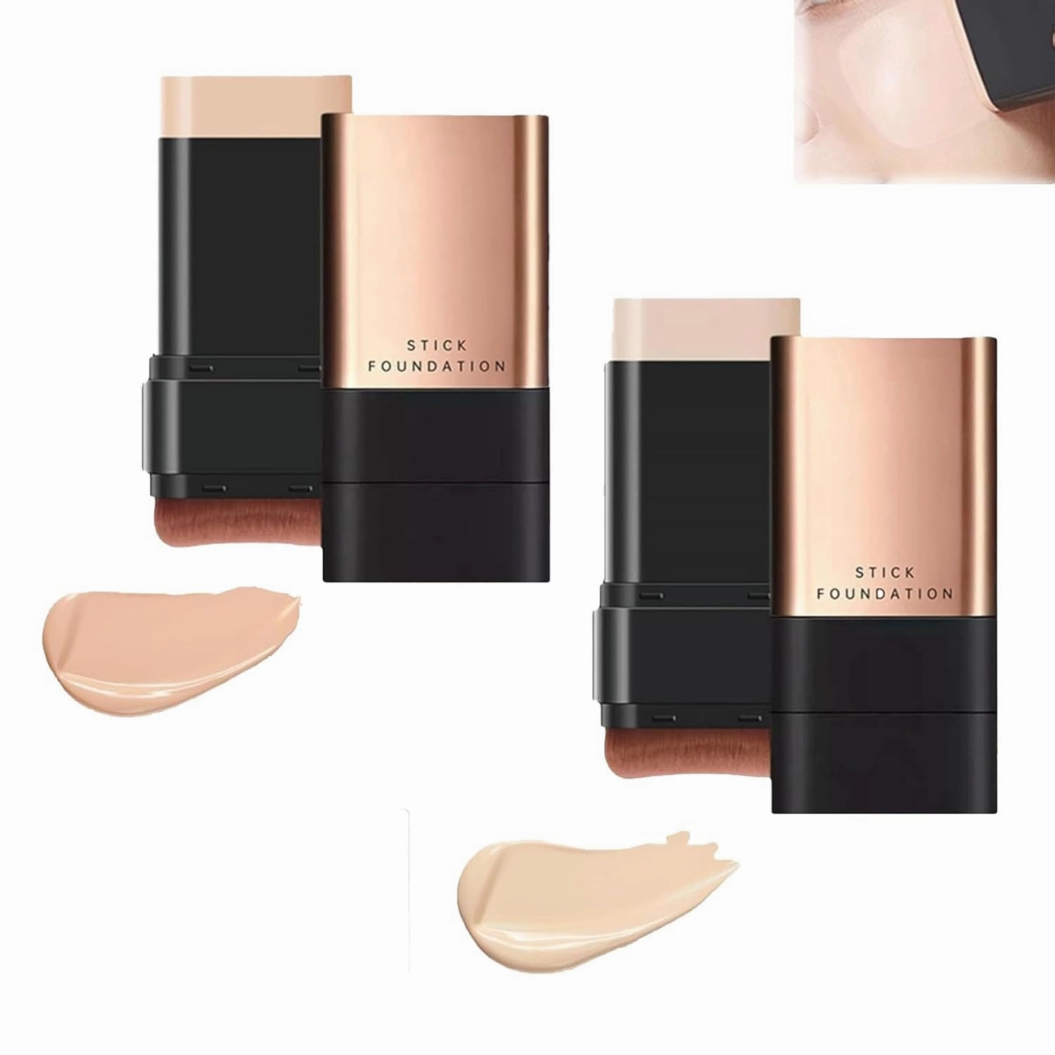 Roseionly Foundation Stick,Synthetic Stick Foundation Korean,Kakashow Foundation Makeup Stick,Instant Concealing Foundation Stick with Built-In Brush,Fendibang Foundation Stick,Hydrating (Mix, 1)